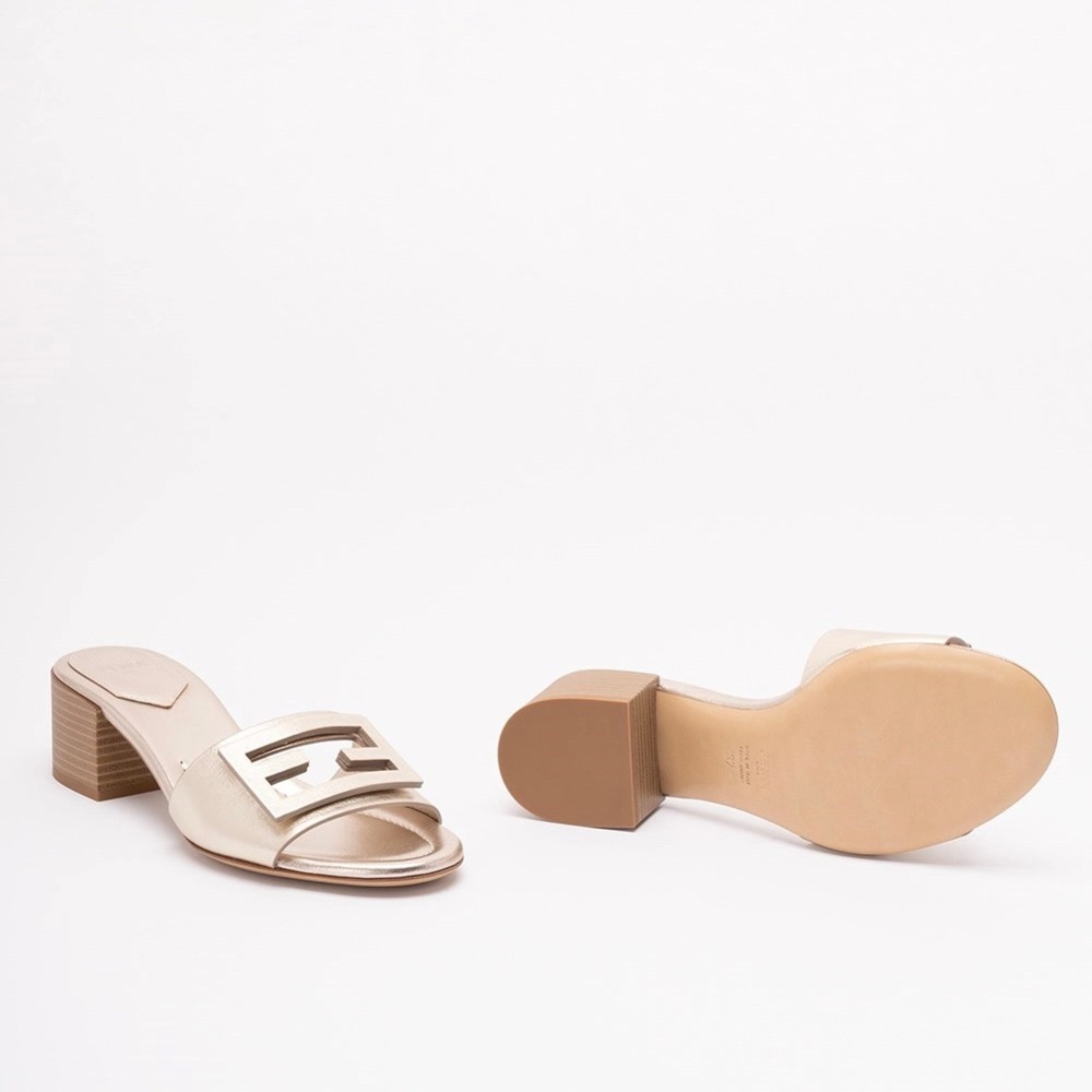 FENDI Baguette FF logo medium heeled slides sandals heels - Picture 5 of 5